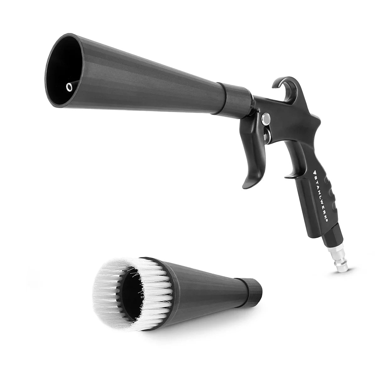 STAHLWERK Trockenreinigungspistole RP-25 ST | Kugelgelagerte Metall-Wirbeldüse | Druckluft-Reinigungspistole | Tornado-Effekt | Starker Polsterreiniger | Kfz-Ausblaspistole zur Oberflächenreinigung