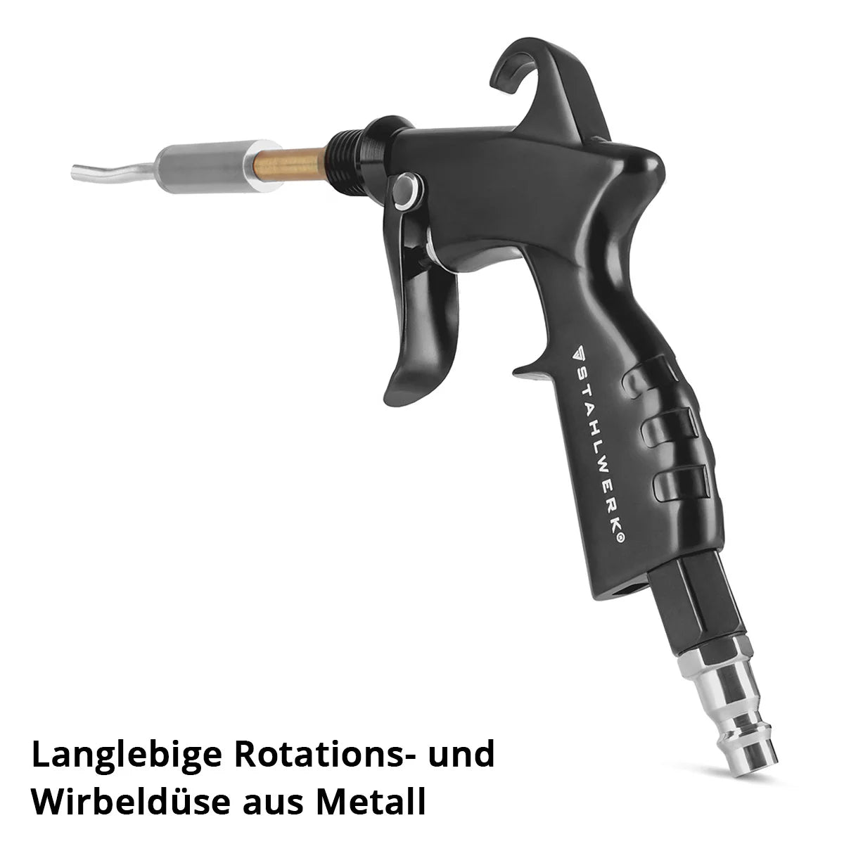 STAHLWERK Trockenreinigungspistole RP-25 ST | Kugelgelagerte Metall-Wirbeldüse | Druckluft-Reinigungspistole | Tornado-Effekt | Starker Polsterreiniger | Kfz-Ausblaspistole zur Oberflächenreinigung