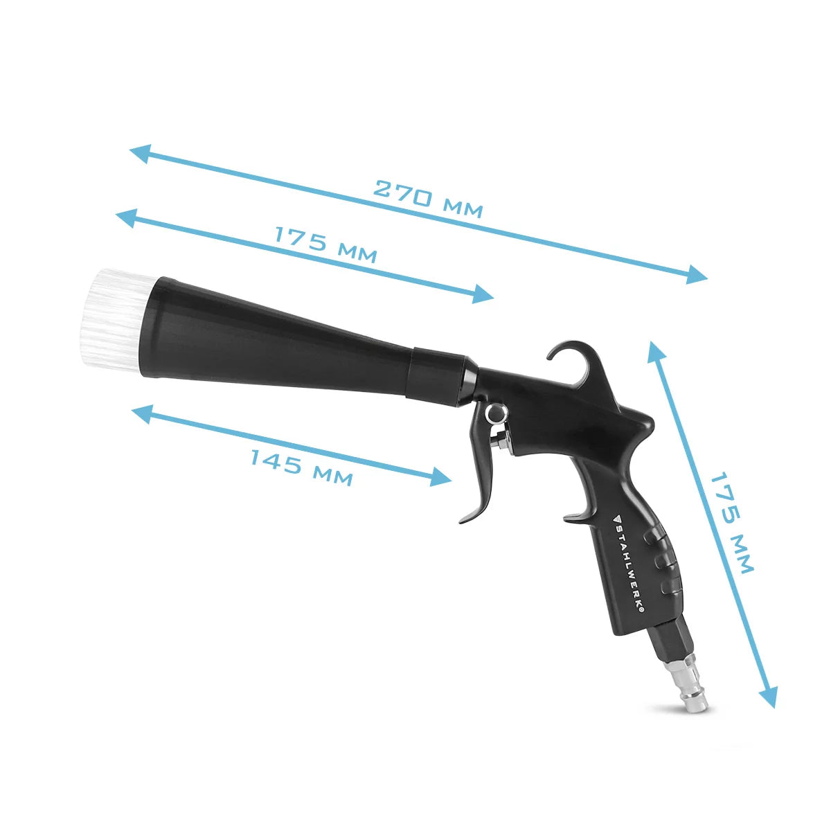 STAHLWERK Trockenreinigungspistole RP-25 ST | Kugelgelagerte Metall-Wirbeldüse | Druckluft-Reinigungspistole | Tornado-Effekt | Starker Polsterreiniger | Kfz-Ausblaspistole zur Oberflächenreinigung