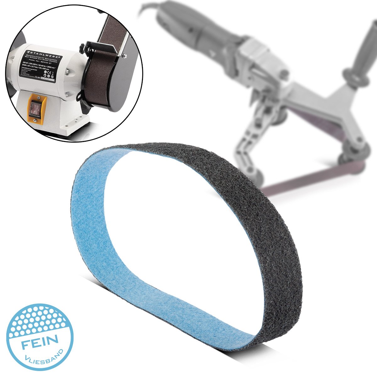 STAHLWERK Schleifvlies feine Körnung 40 x 760 mm Schleifband | Vliesbänder | Poliervlies | Universal-Schleifbänder | Schleifmittel für Rohrbandschleifer, Bandschleifer und Schleifgeräte