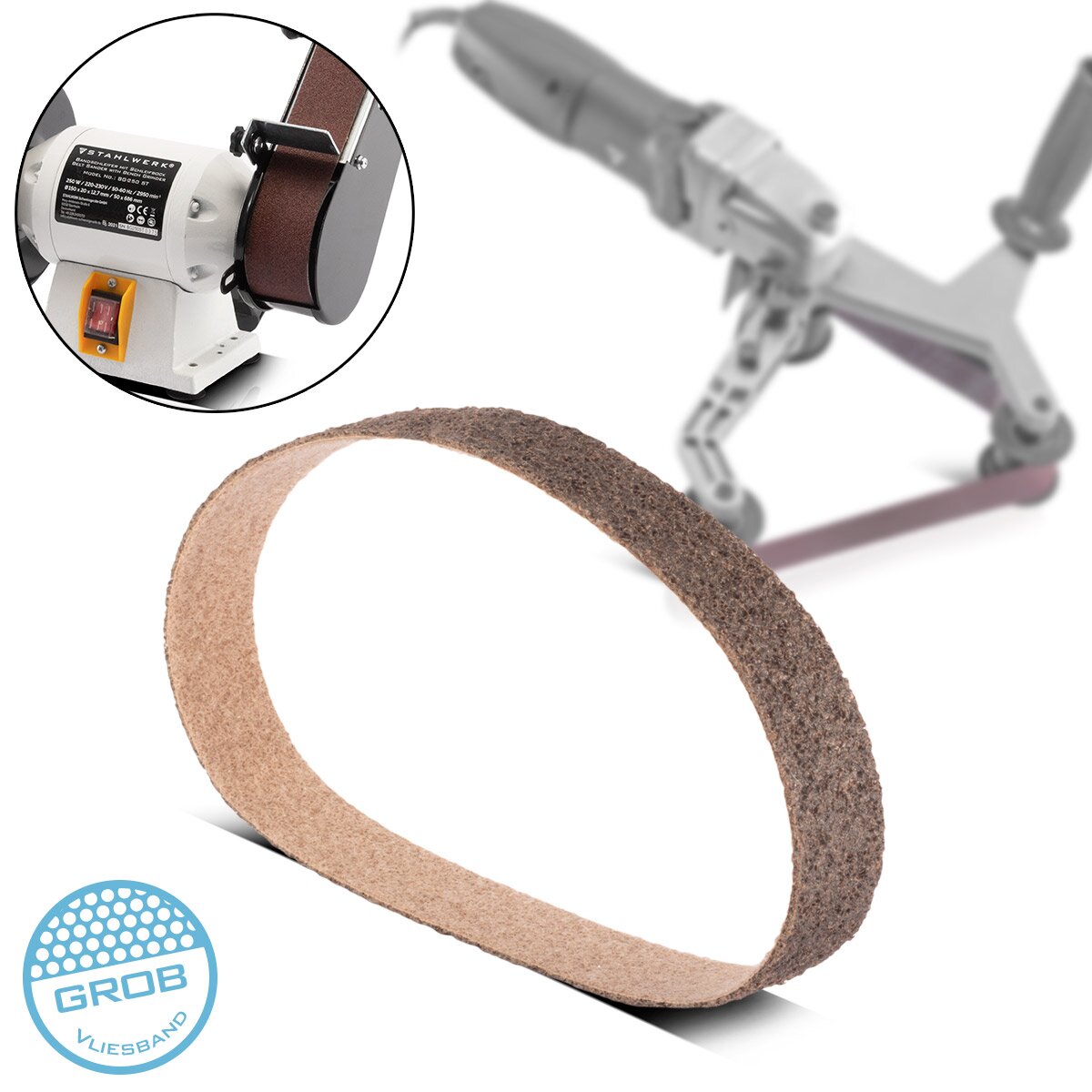 Stahlwerk sleif polar kaba tahıl 40 x 760 mm taşlama bandı | VLIES BANDLAR | Poliervlies | Evrensel öğütme bantları | Boru bandı öğütücü, bant öğütücü ve taşlama cihazları için öğütme aracısı