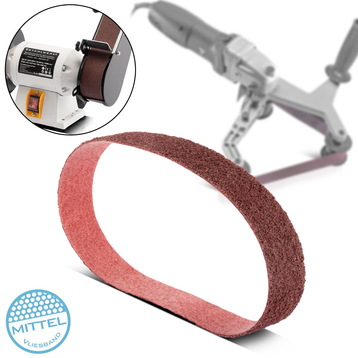 STAHLWERK Schleifvlies mittlere Körnung 40 x 760 mm Schleifband | Vliesbänder | Poliervlies | Universal-Schleifbänder | Schleifmittel für Rohrbandschleifer, Bandschleifer und Schleifgeräte