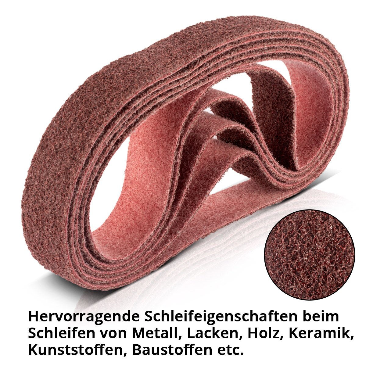 Stahlwerk sleif fleva 5 set orta tahıl 40 x 760 mm taşlama bandı | VLIES BANDLAR | Poliervlies | Evrensel öğütme bantları | Boru bandı öğütücü, bant öğütücü ve taşlama cihazları için öğütme aracısı