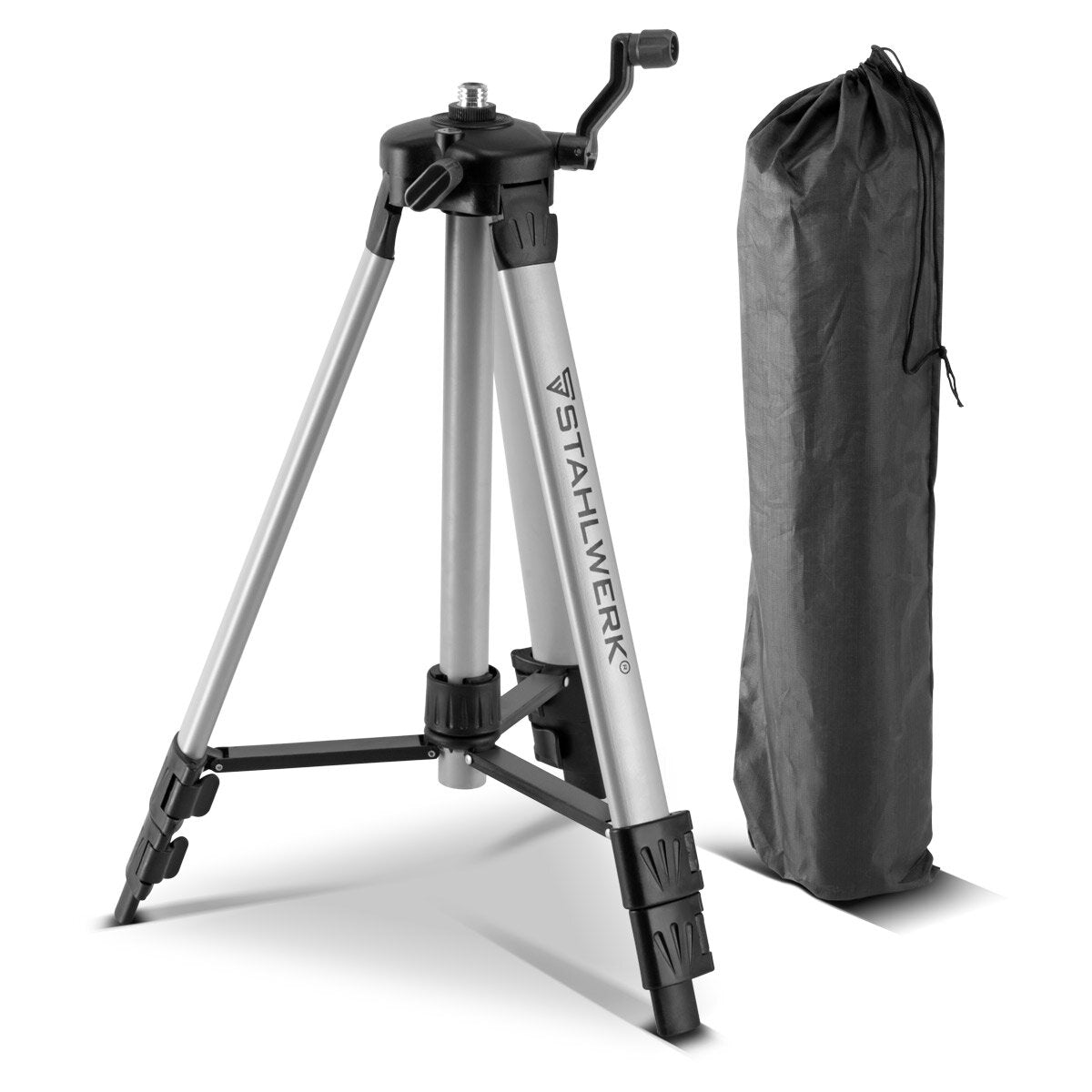 Steelworks Çelik değirmeni için Universal Tripod Kreuzlinlaser KL-5 ST Teleskopi Tripod / Tripod / Üç ayaklı tripod, uzatılabilir 280 mm merkezi sütun, krank ve tesviye kütüphanesi