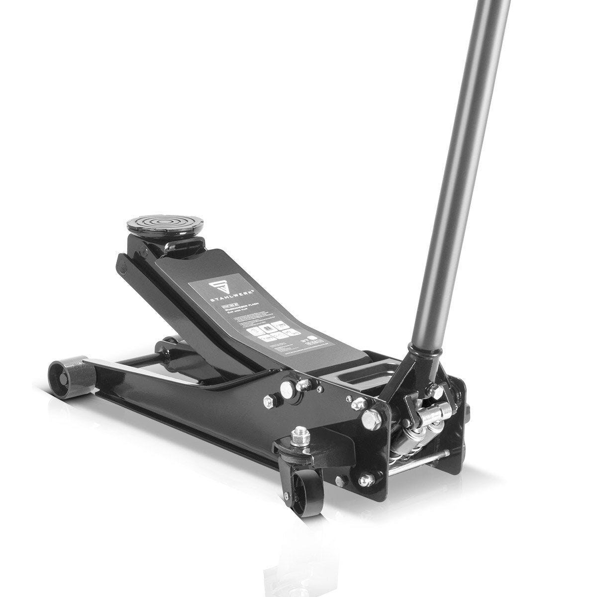 Steelwork Hydraulic jack WHF-30 ST with 3 t load capacity and double-lifting piston, lifting area 75-510 mm Extra Flat shore car lifter | Autobery for motor vehicle tires