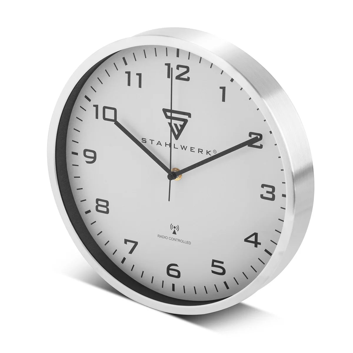 Steelwork wall clock 30 cm silver workshop watch | Radio clock | Radio wall clock | Office clock | Kitchen watch with aluminum housing and RCC clockwork