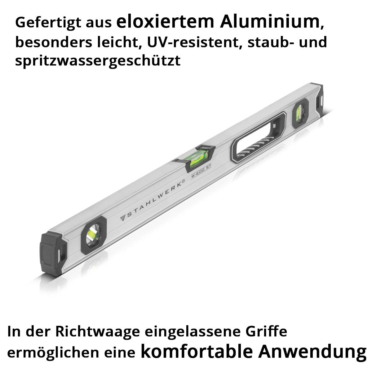 STAHLWERK Wasserwaage W-600 ST aus Aluminium mit 600 mm Länge magnetische Richtwaage | Magnet-Wasserwaage | Aluminium-Wasserwaage