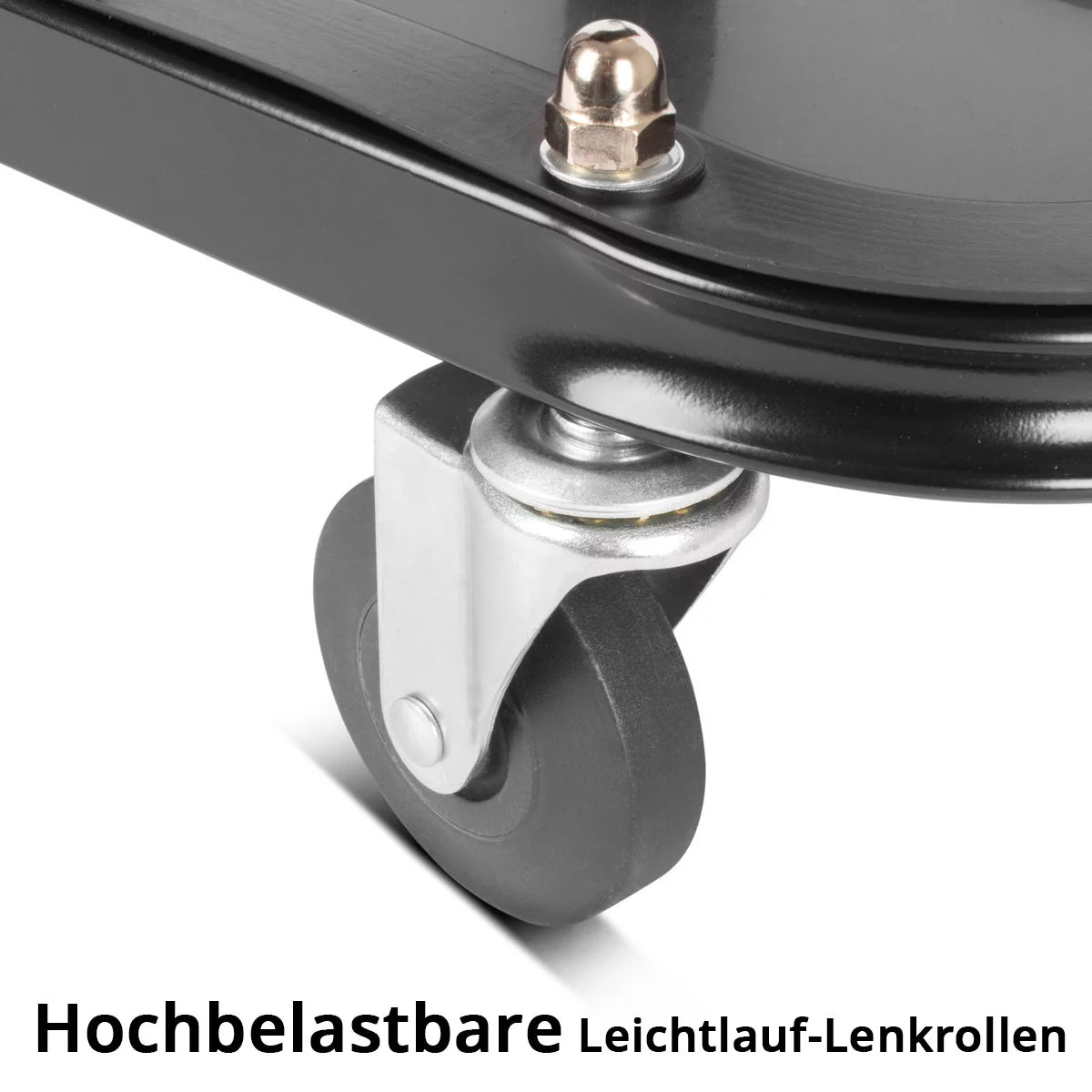 STAHLWERK Werkstatthocker MWH-118 ST | 118 kg Tragkraft |Rollbarer Werkstattsitz | Werkstattstuhl | Rollhocker | Arbeitshocker | Werkstattrollsitz mit Leichtlauf-Lenkrollen und Ablagemulden