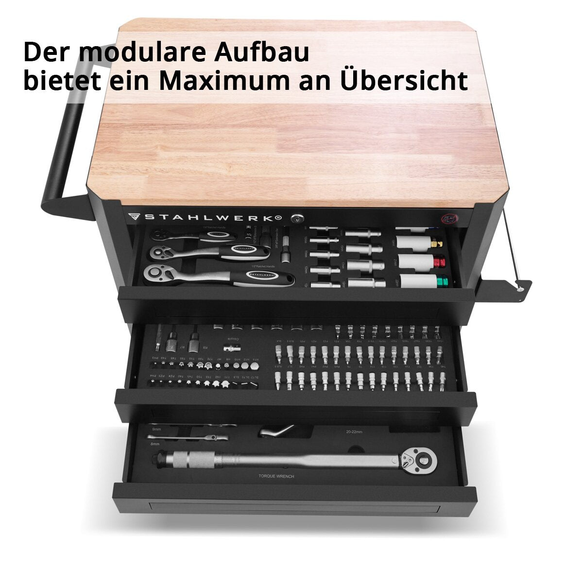 Stahlwerk Workshop Auto Crow dotato di 235 strumenti premium realizzati in auto per attrezzi a blocchi di chiusura Chrome Vanadio | Condotti di assemblaggio professionale con 7 cassetti e rulli di lunga vita gommati