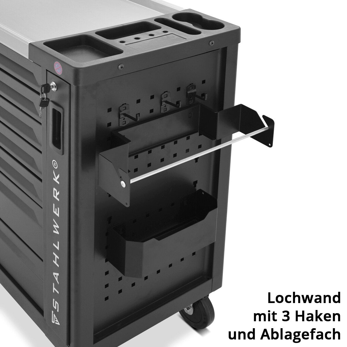 Steelworks Workshop Car Eagle Lock Lock Strumento Auto | Condotti di assemblaggio profili | Organizzatore di utensili con 7 cassetti, estratto laterale e rotoli di lunga vita gommati