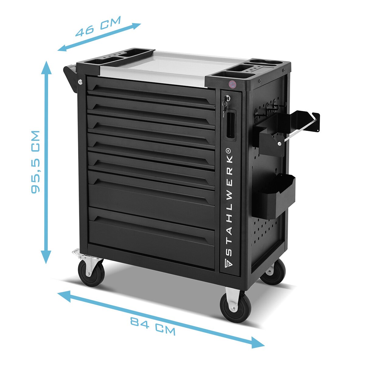 Steelworks Workshop Car Eagle Lock Lock Strumento Auto | Condotti di assemblaggio profili | Organizzatore di utensili con 7 cassetti, estratto laterale e rotoli di lunga vita gommati