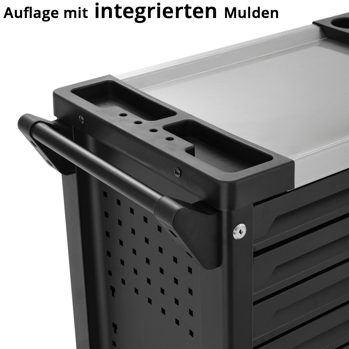 Steelworks Workshop Car Phoenix equipado con 262 herramientas premium hechas de cromado Vanadium Lockable Tool Car | Conductos de ensamblaje profesional con 7 cajones, extracto lateral y rollos de vida a larga vida