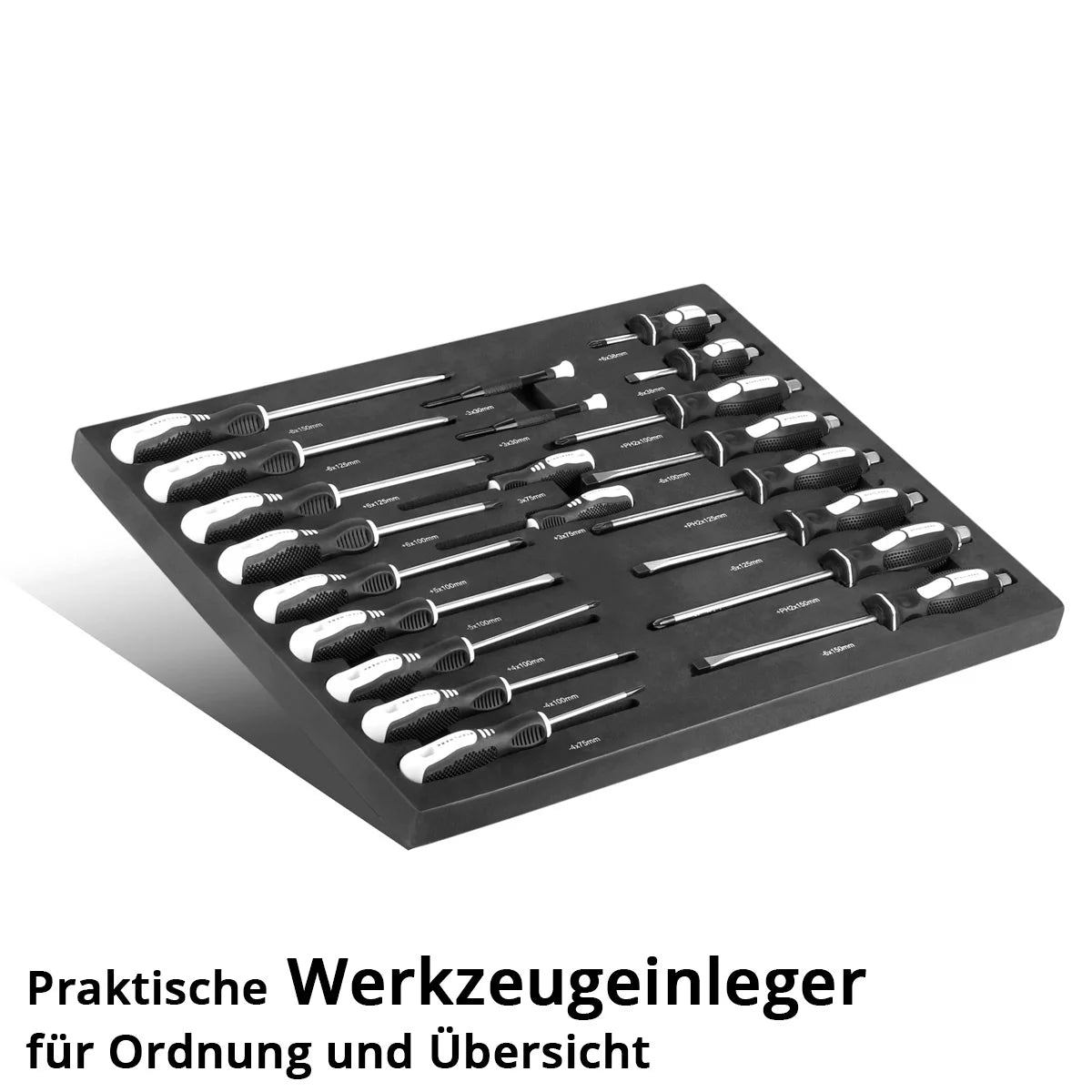 STAHLWERK 21-teiliges Schraubendreher-Set PH und SL in Schaumstoffeinlage |Inlay für Werkstattwagen| Hochwertiges Werkzeug in Werkzeugwageneinlage |Perfekte Ordnung in der Werkstatt