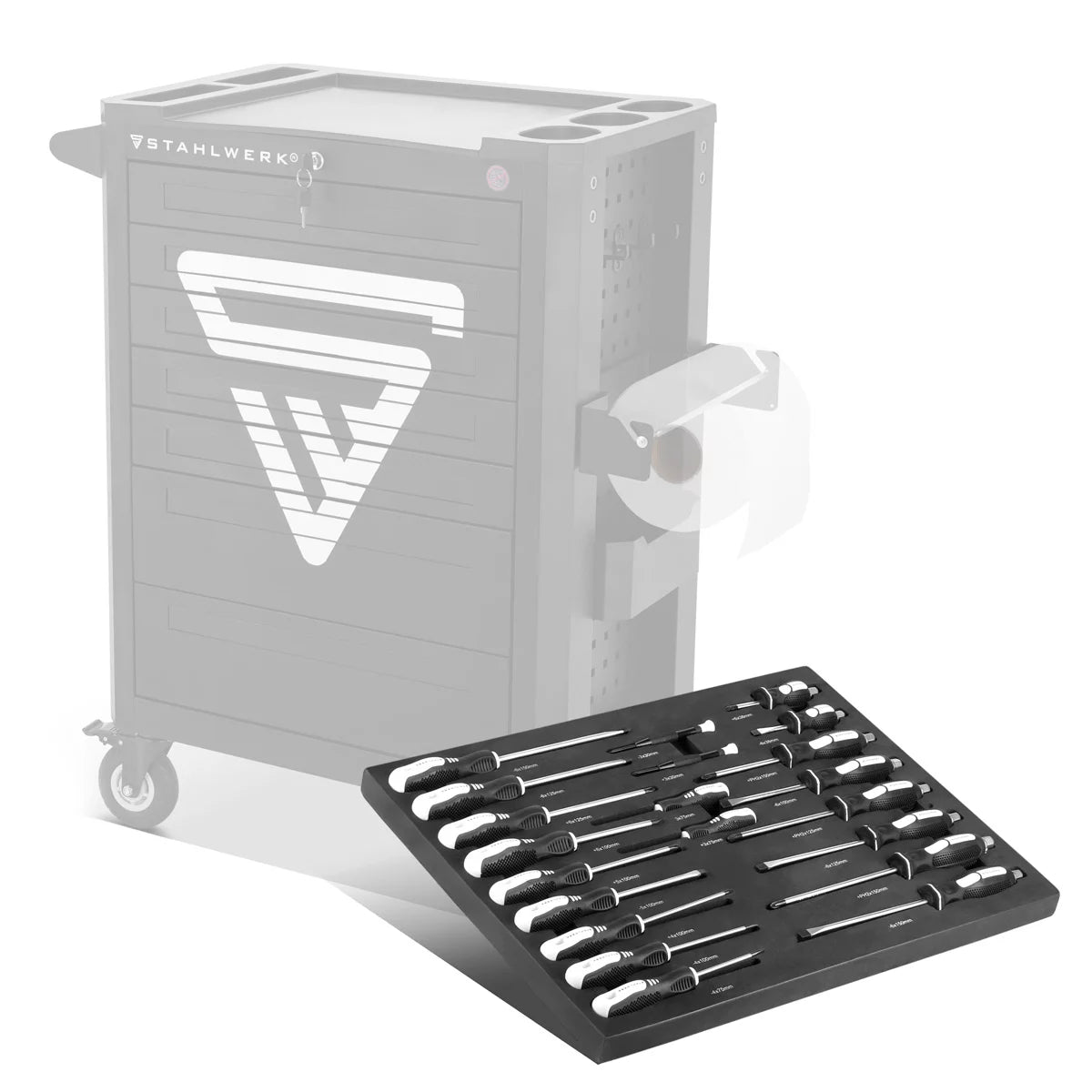 STAHLWERK 21-teiliges Schraubendreher-Set PH und SL in Schaumstoffeinlage |Inlay für Werkstattwagen| Hochwertiges Werkzeug in Werkzeugwageneinlage |Perfekte Ordnung in der Werkstatt