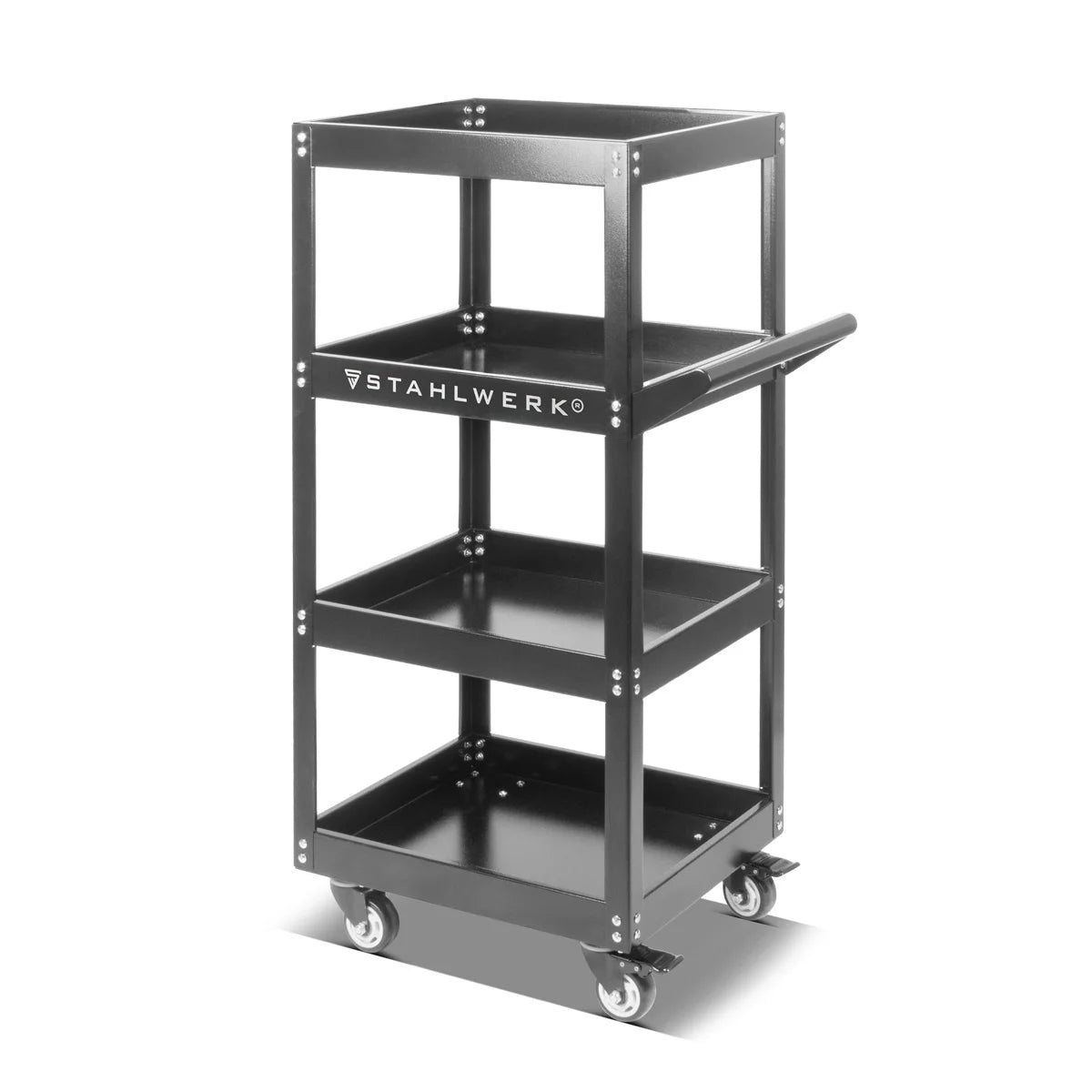 STAHLWERK tool trolley ST-1100 workshop trolley | Rolling cart made of sheet steel | Transport trolley for tools | Bunk trolley with 4 loading areas | Assembly trolley | Platform truck