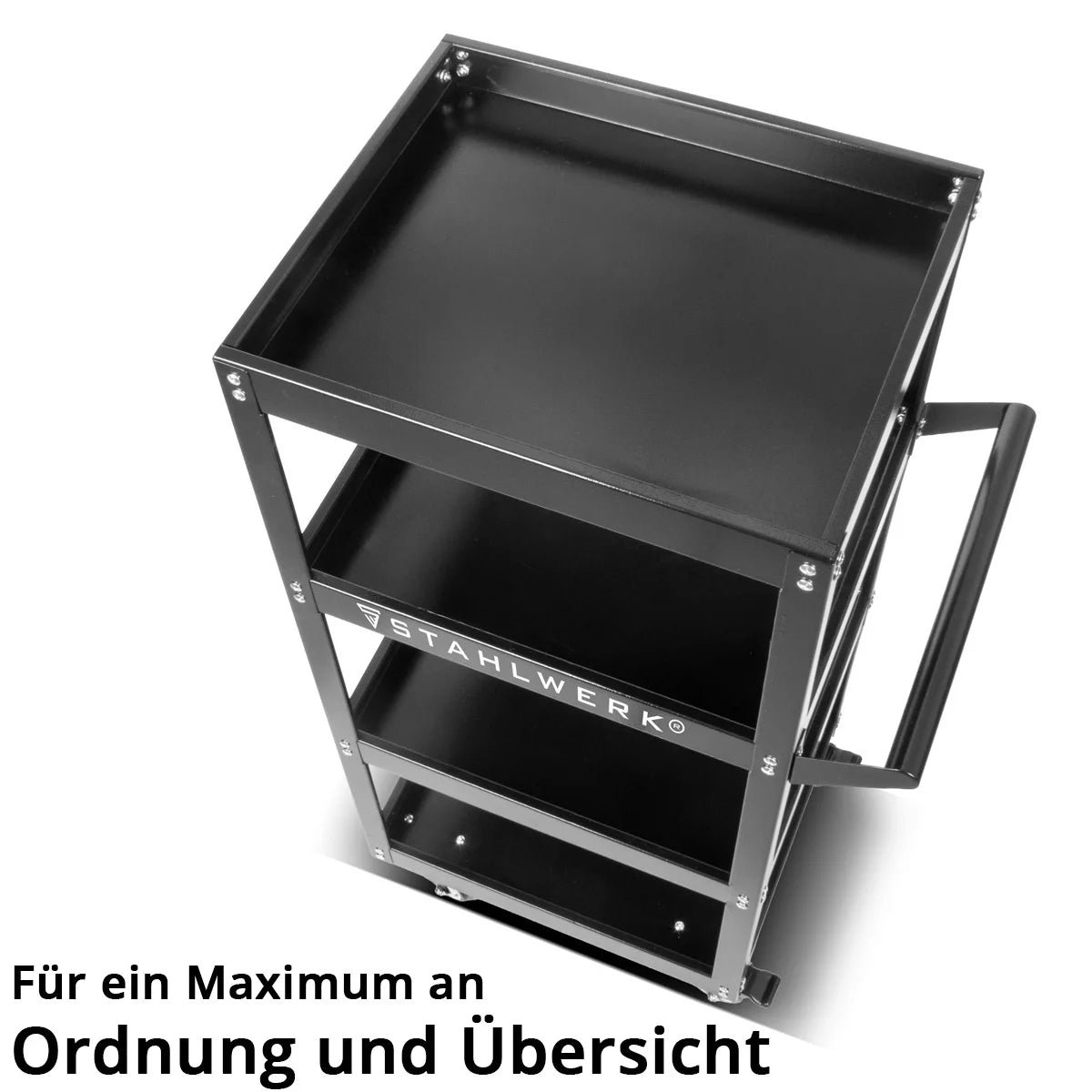 STAHLWERK tool trolley ST-1100 workshop trolley | Rolling cart made of sheet steel | Transport trolley for tools | Bunk trolley with 4 loading areas | Assembly trolley | Platform truck