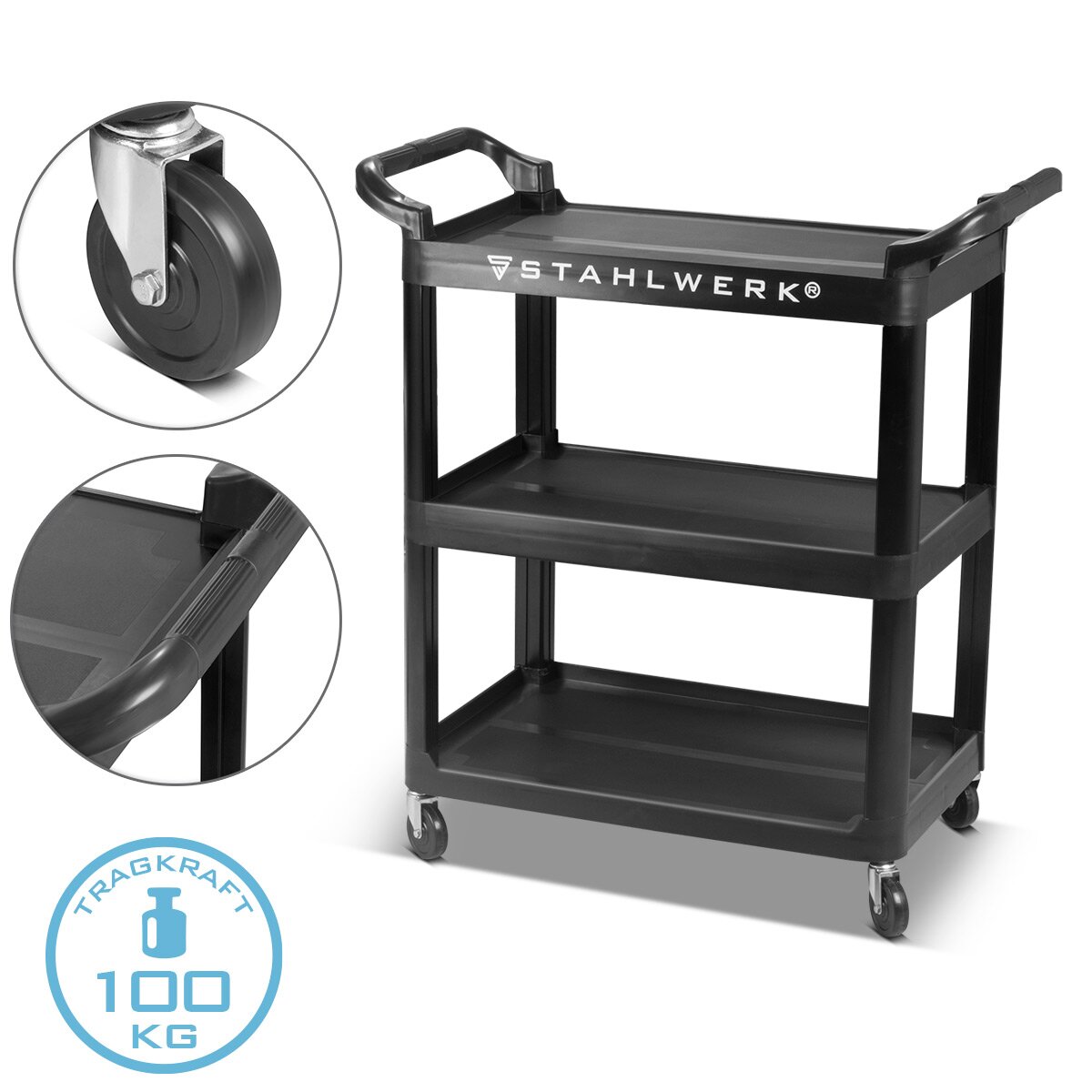 Stahlwerk Aracı Araba TC-92 ST 100 kg yük kapasiteli atölye arabası | Trot | Taşımacılık Araba | Monta Kanallar | Platform Araba | 3 şarj alanı ve 2 gidonlu bowling arabası