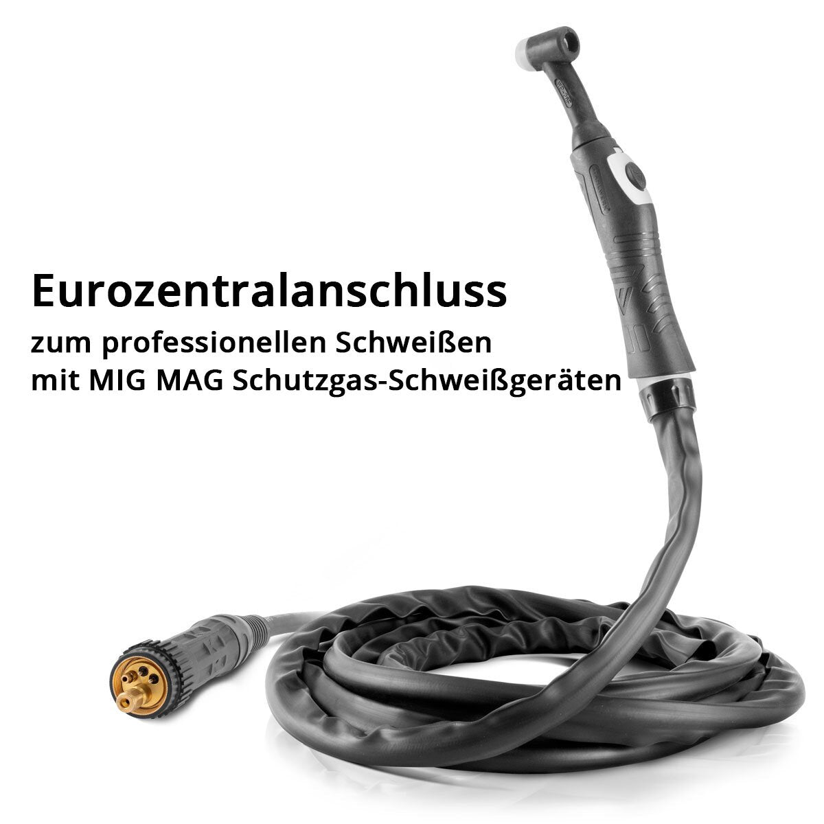 STAHLWERK WIG Schweißbrenner WP26F bis 200 A mit 3 m Schutzgas-Schlauchpaket, Eurozentralanschluss und Flex-Kopf für MIG MAG Schweißgeräte