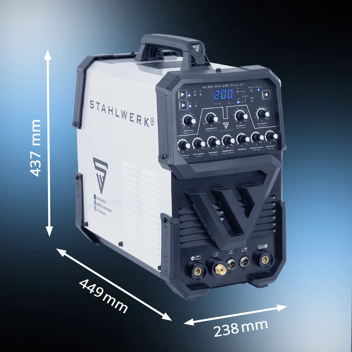 STAHLWERK AC/DC TIG 200 Puls ST | 200 Amp TIG Welder | AC/DC TIG and MMA/E-hand combination inverter | 2T/4T mode | Thin sheet suitable | AC mode for aluminum | Hot start and anti-stick