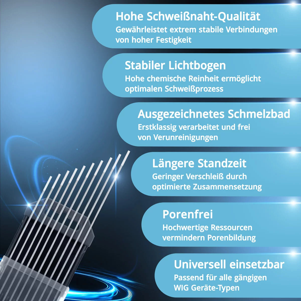 STAHLWERK Wolframelektroden / Schweißelektroden 1,6 x 175 mm WZ8 Weiß im praktischen 10er Set