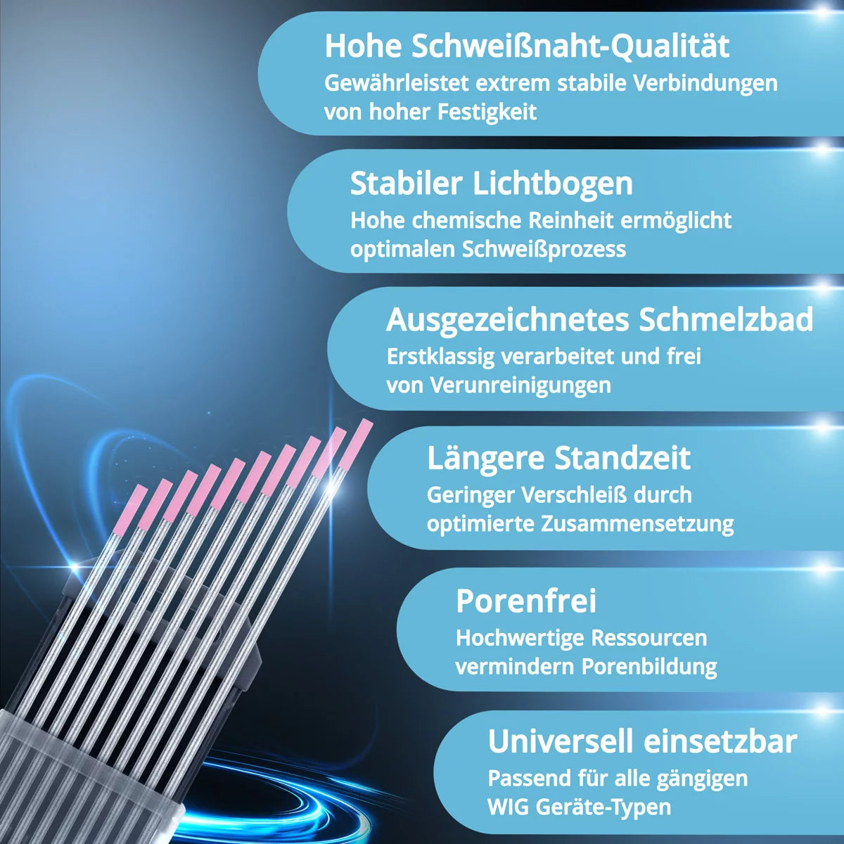 STAHLWERK Wolframelektroden / Schweißelektroden WX Pink 2,4 x 175 mm im praktischen 10er Set