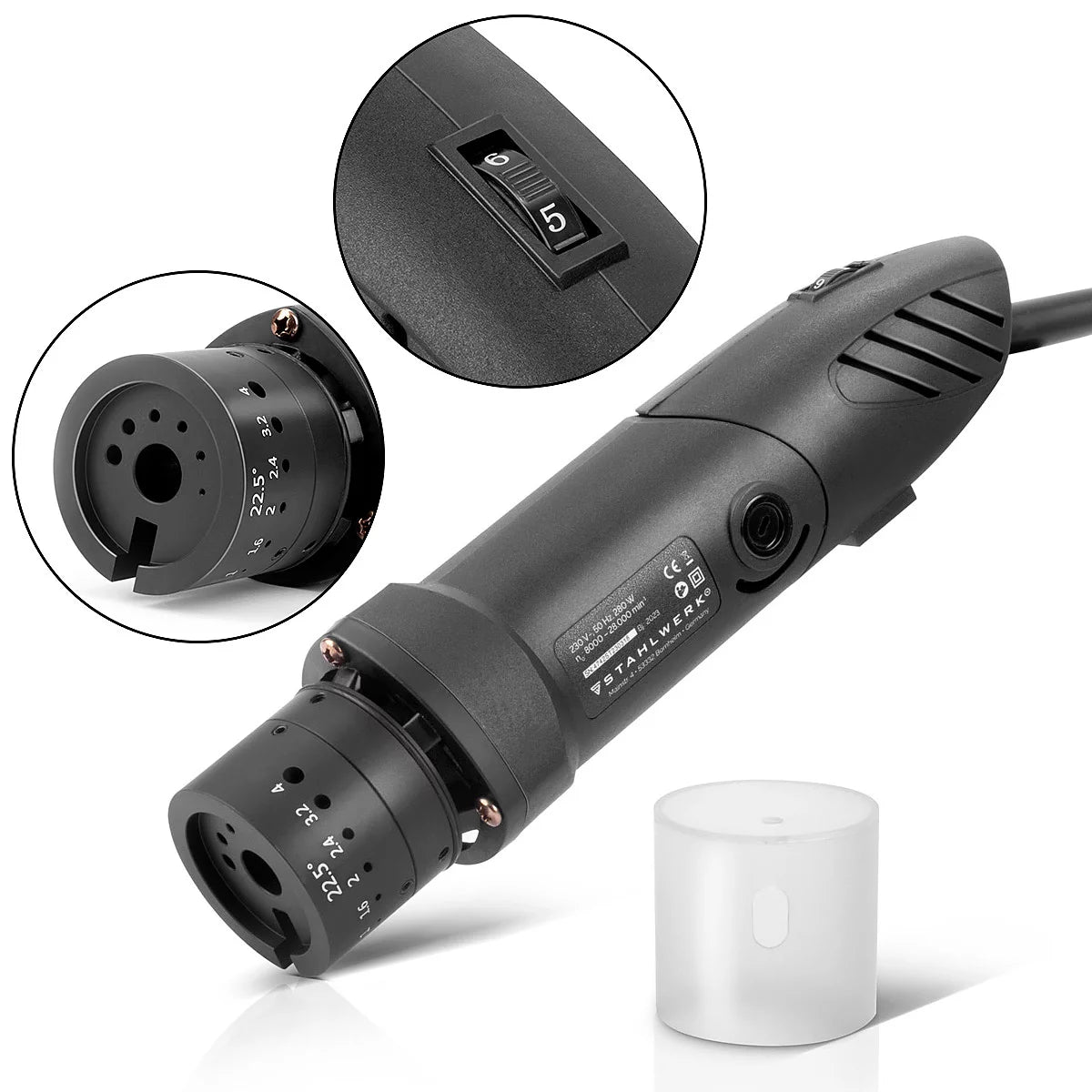 STAHLWERK Wolframschleifgerät WS-28 ST mit 280 W und 800 - 28.000 U/min WIG Elektrodenschleifgerät | Wolframschleifer | Elektrodenschärfer zum Anschleifen von 1,0 - 4,0 mm Wolframelektroden