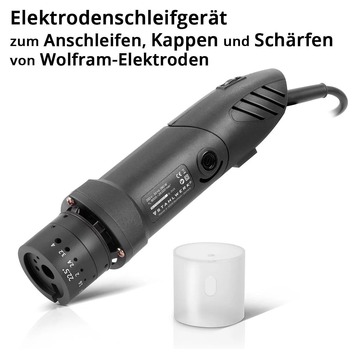 STAHLWERK Wolframschleifgerät WS-28 ST mit 280 W und 800 - 28.000 U/min WIG Elektrodenschleifgerät | Wolframschleifer | Elektrodenschärfer zum Anschleifen von 1,0 - 4,0 mm Wolframelektroden