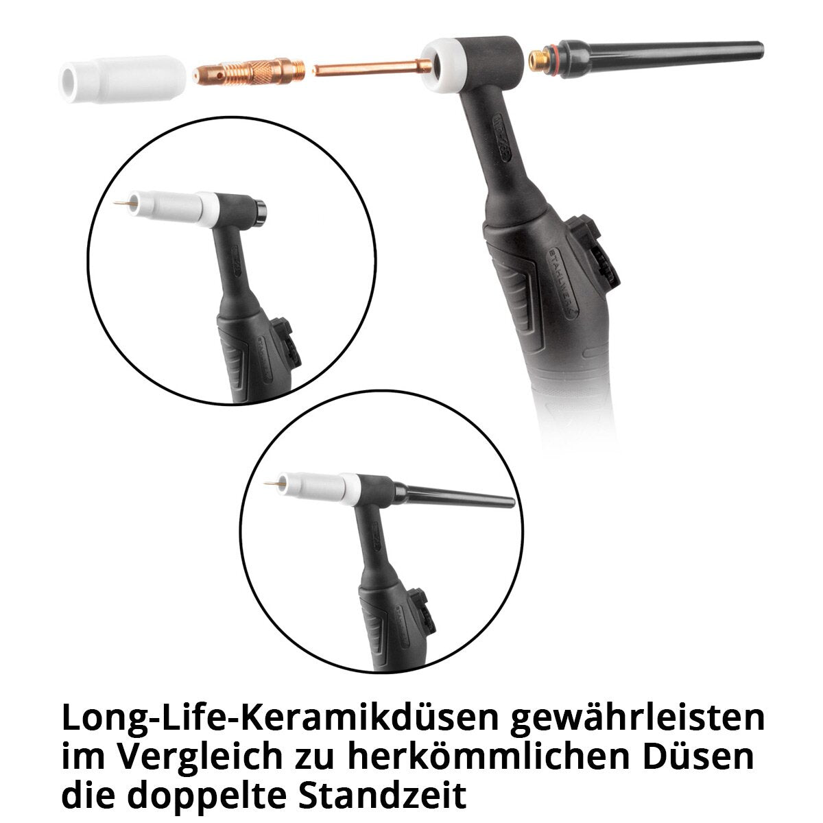 Steelworks WP-26 Piezas de desgaste de peluca premium ACCESI con boquillas de cerámica de larga duración con boquilla de cerámica de larga duración, electrodos de soldadura y tapa de quema para WP | SR 17, 18, 26 WIG WIG SOLDING SKINER
