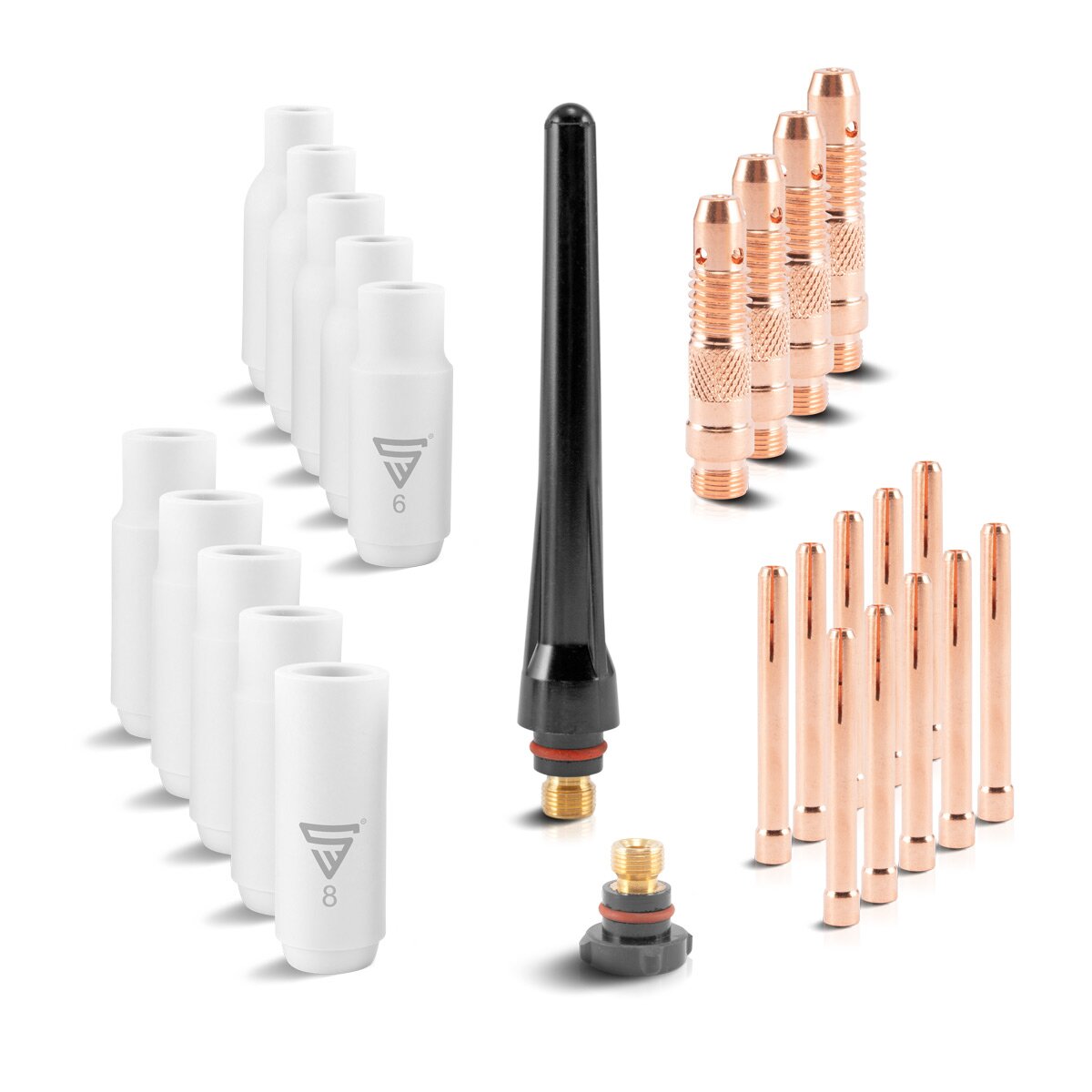STAHLWERK WP-26 Premium WIG Verschleißteile-Set 26-teiliges Schweißzubehör mit Long-Life-Keramikdüsen, Spannhülsen, Spannhülsengehäusen und Brennerkappen für WP | SR 17, 18, 26 WIG Schweißbrenner