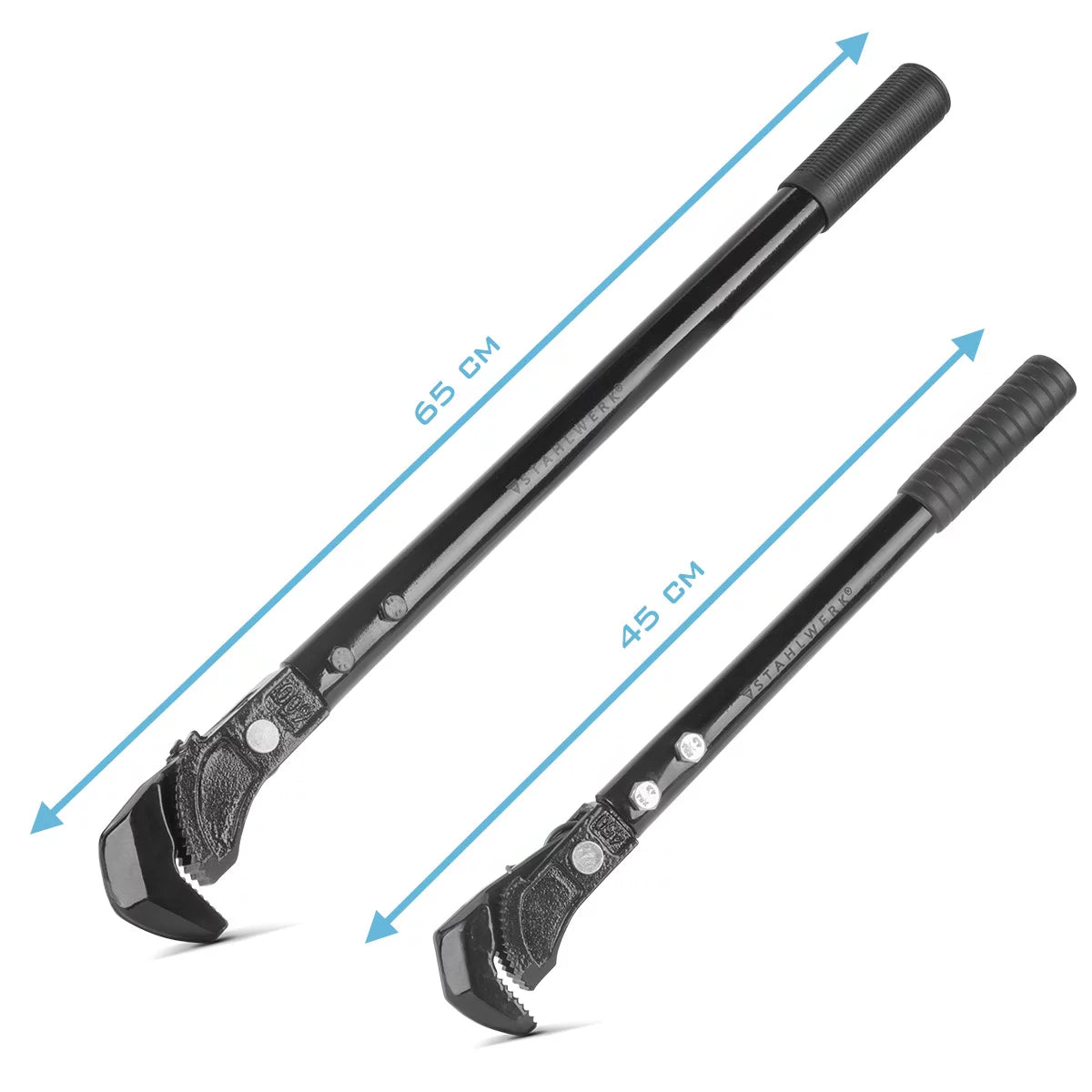 Steelworks Zonge Key 2 Set 450/600 mm (18 "/ 24") Poup de tuyau d'auto-ajustement | Clé de pipe | Monta Key | Rohrdeher | Clé rapide | Clé multifonctionnel en chrome vanadium