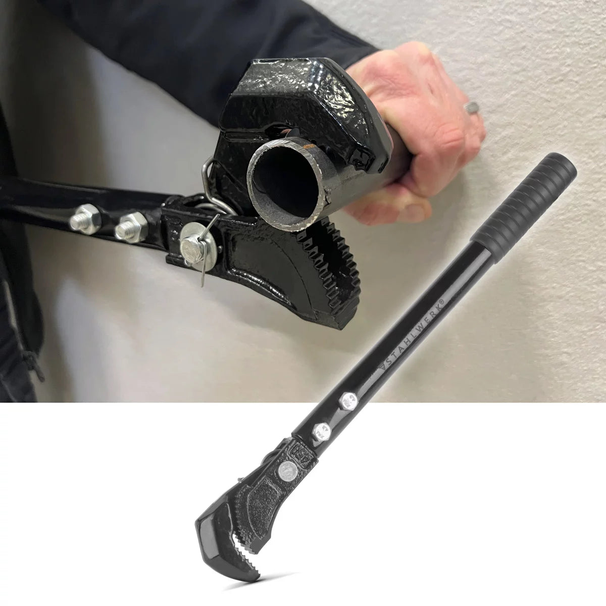 Steelworks Zonge Key 2 Set 450/600 mm (18 "/ 24") Poup de tuyau d'auto-ajustement | Clé de pipe | Monta Key | Rohrdeher | Clé rapide | Clé multifonctionnel en chrome vanadium