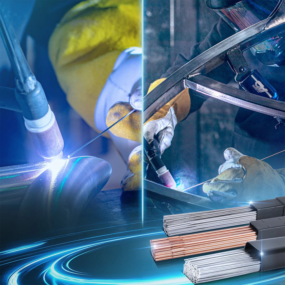 STAHLWERK WIG Schweißstäbe SET Stahl / Edelstahl  / Aluminium/ Ø 1,6 mm x 500 mm  / je 1 kg