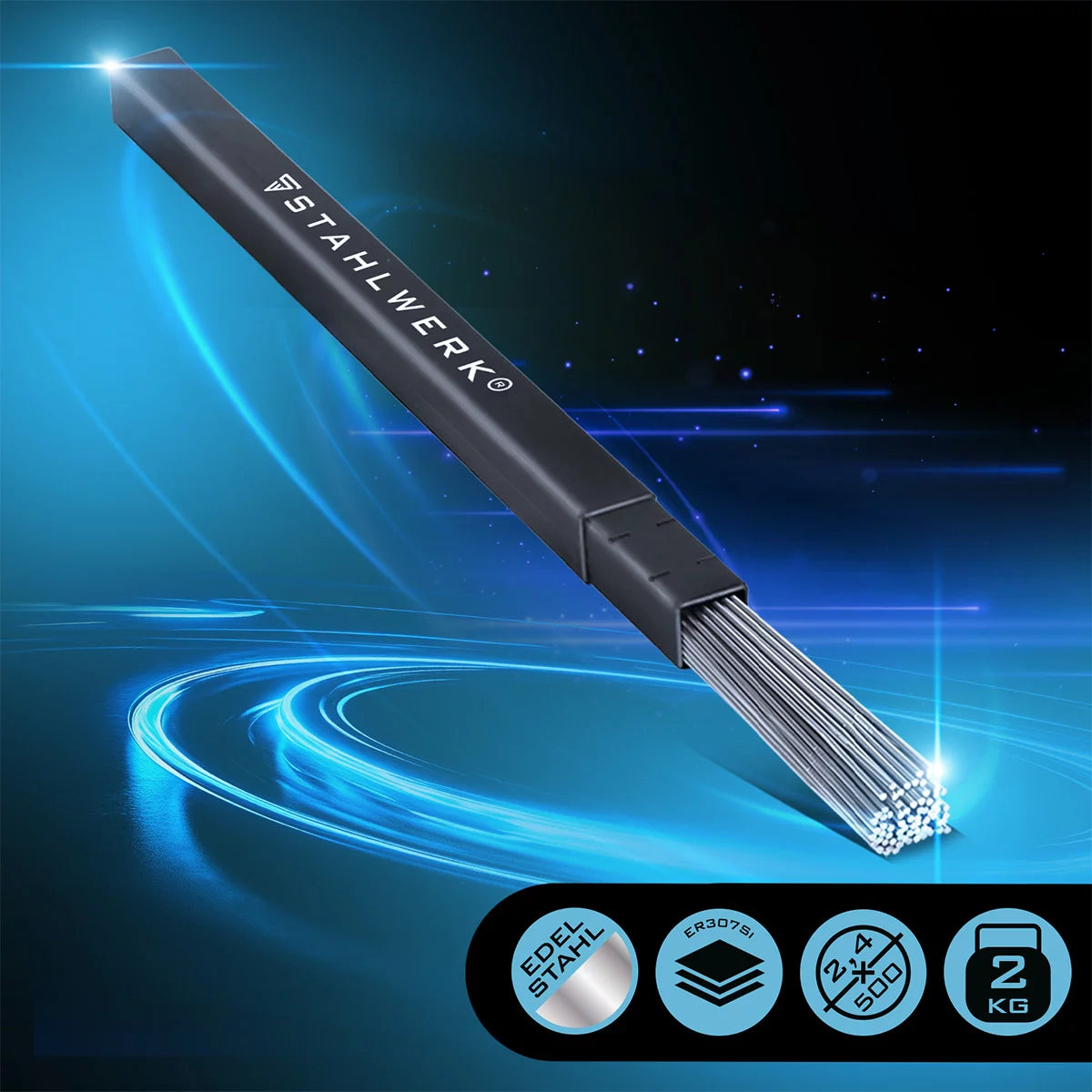 Steelworks WIG welding sticks ER307SI stainless steel updated / Ø 2.4 mm x 500 mm / 2 kg / including storage box