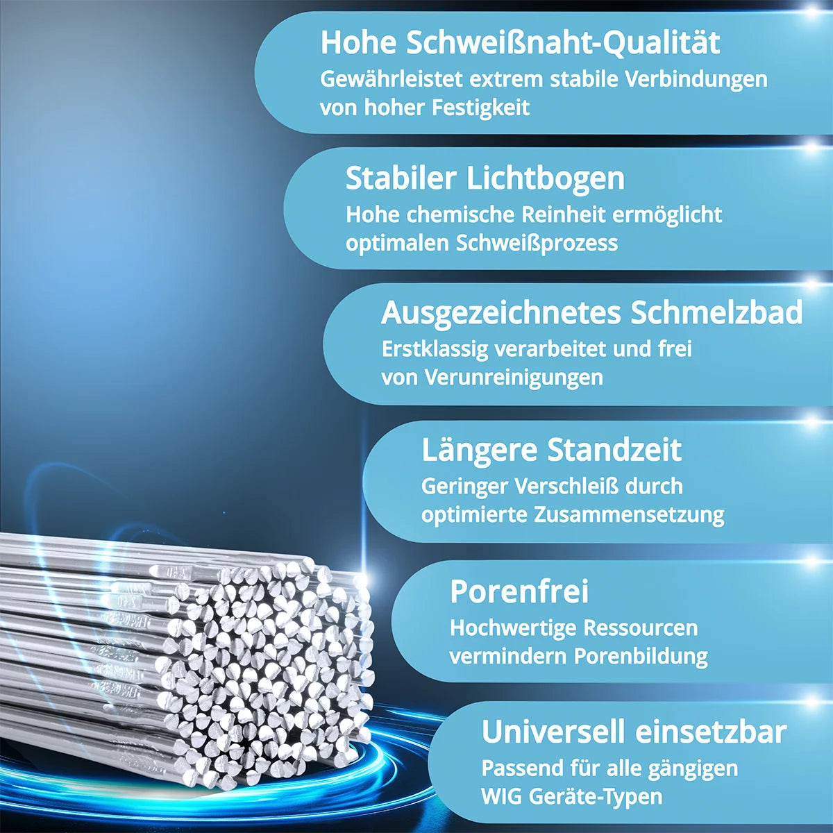 STAHLWERK WIG Schweißstäbe ER4043Si5 Aluminium hochlegiert / Ø 2,4 mm x 500 mm / 1,0 kg / inklusive Aufbewahrungsbox