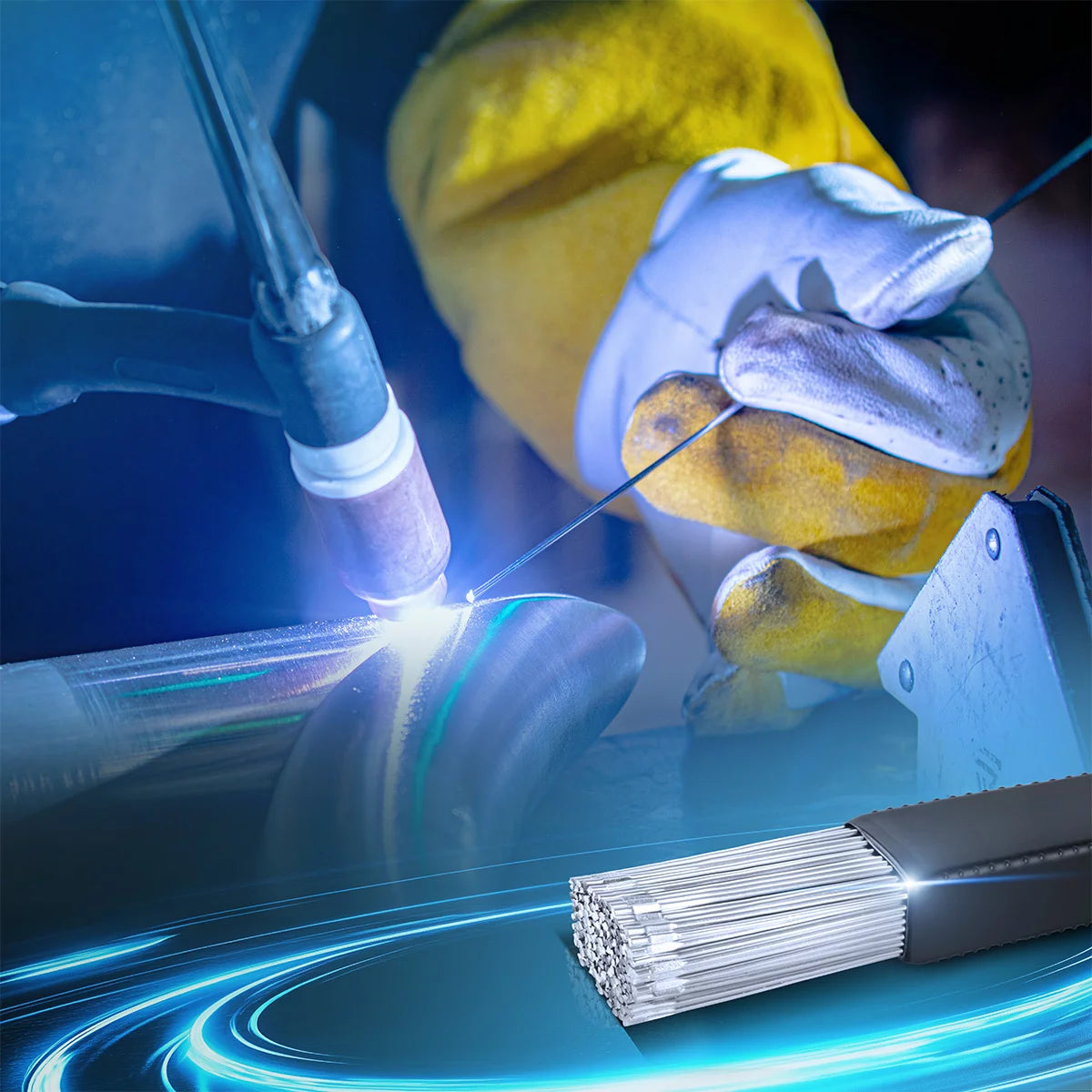 STAHLWERK WIG Schweißstäbe ER4043Si5 Aluminium hochlegiert / Ø 2,4 mm x 500 mm / 1,0 kg / inklusive Aufbewahrungsbox