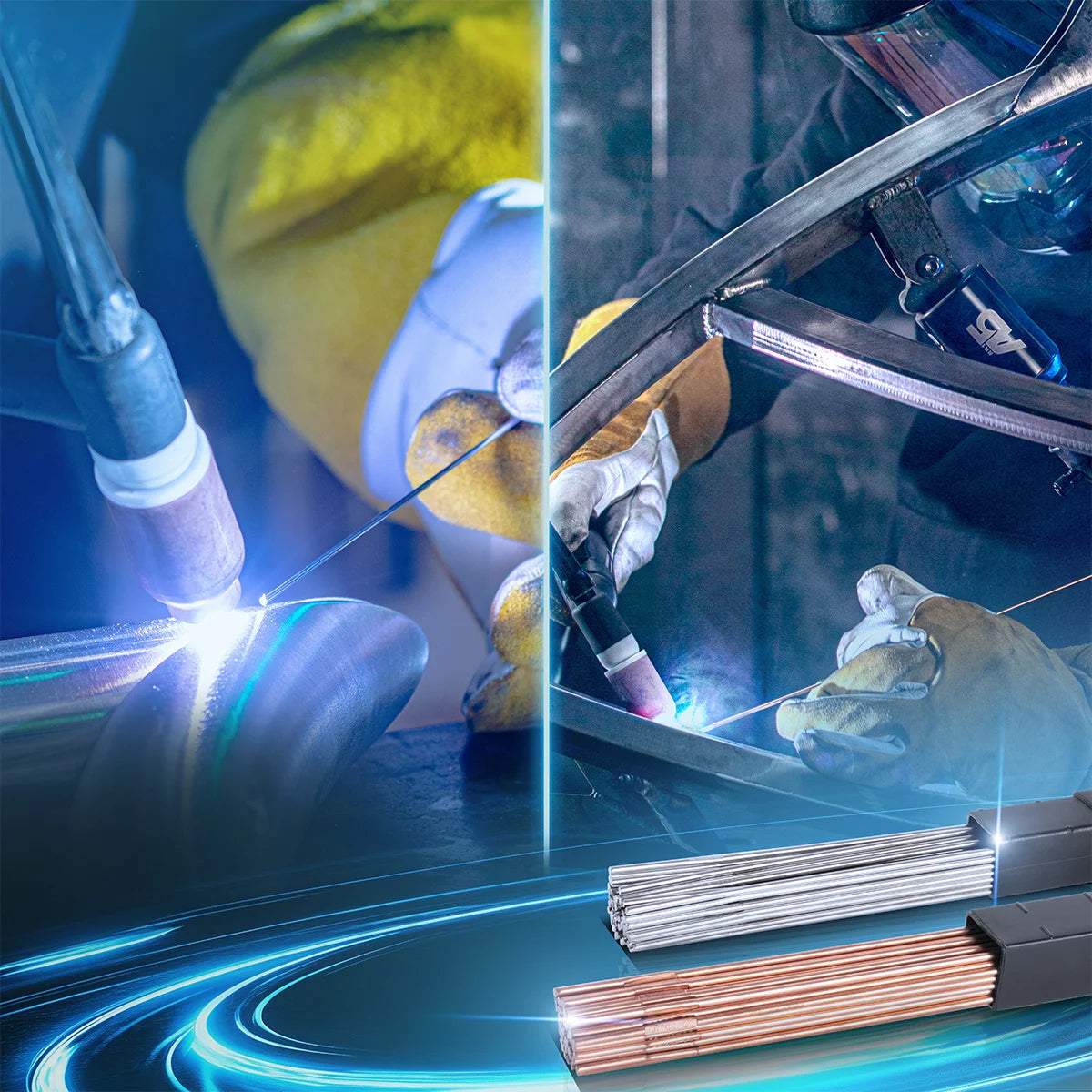 STAHLWERK WIG Schweißstäbe SET Stahl / Edelstahl / Ø 1,6 mm x 500 mm / je 1 kg