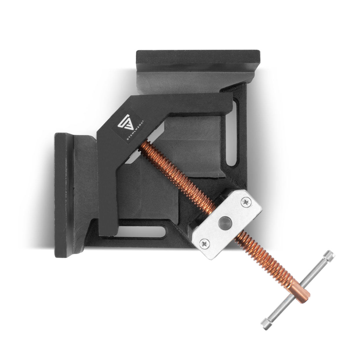 Çelik işleri 90 ° açıyla iş parçalarını sabitlemek için 100 mm ağız boyutuna sahip kaynak açısı kelepçesi / açı gerginliği