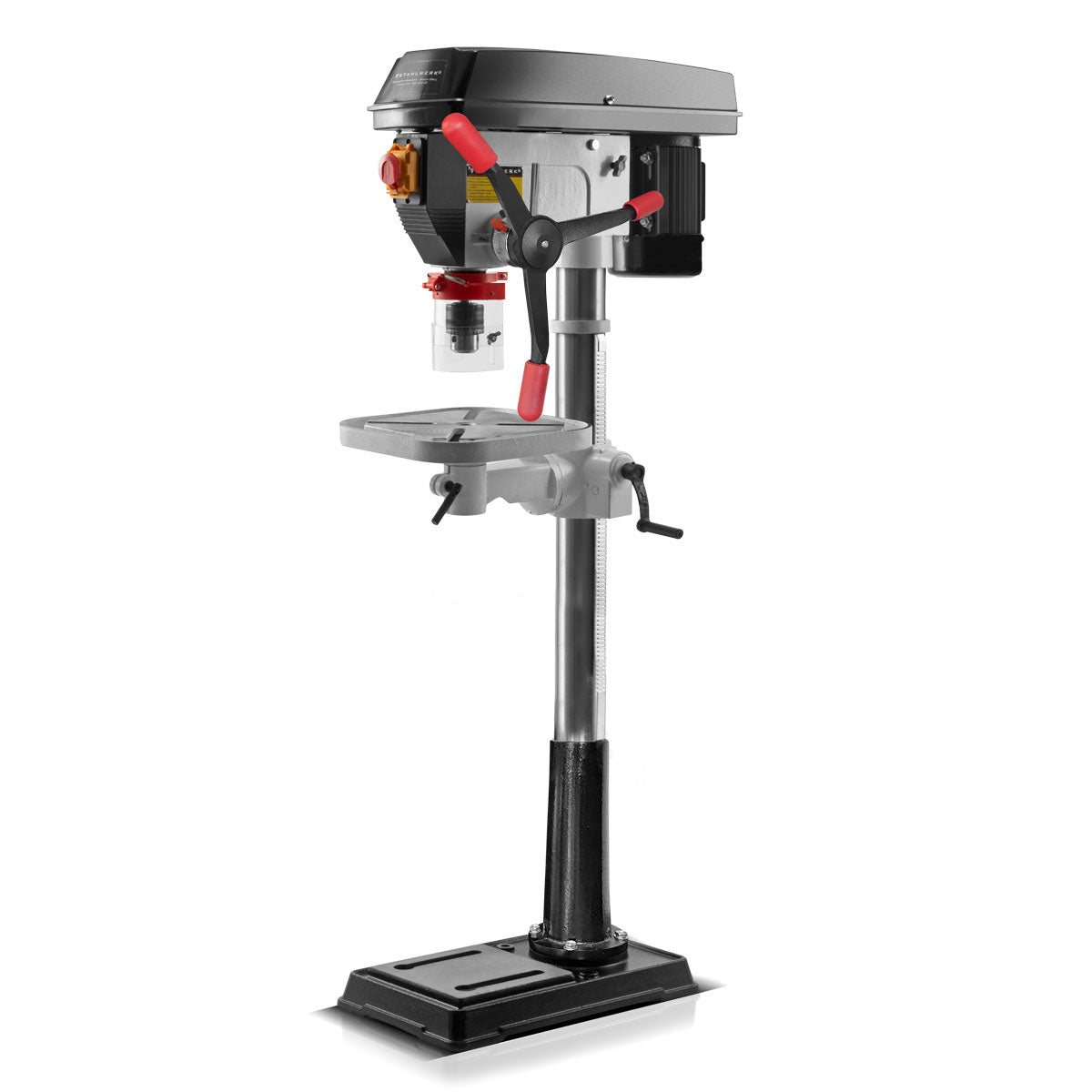 STAHLWERK BD-900 ST Säulenbohrmaschine mit 900 Watt 20 mm Bohrdurchmesser und höhenverstellbarem Bohrtisch für den Einsatz in Werkstatt und Industrie