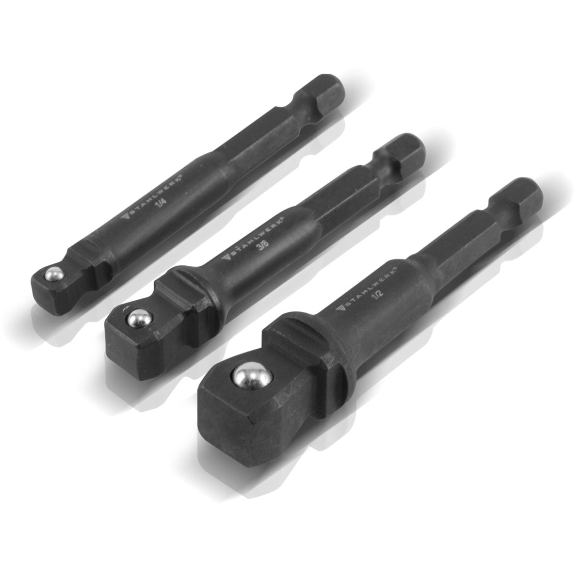 Ensemble d'adaptateur de clé STC en 3 parties en acierworks en molybdène chromé avec verrouillage sphérique adapté aux tournevis sans fil et aux machines à forage