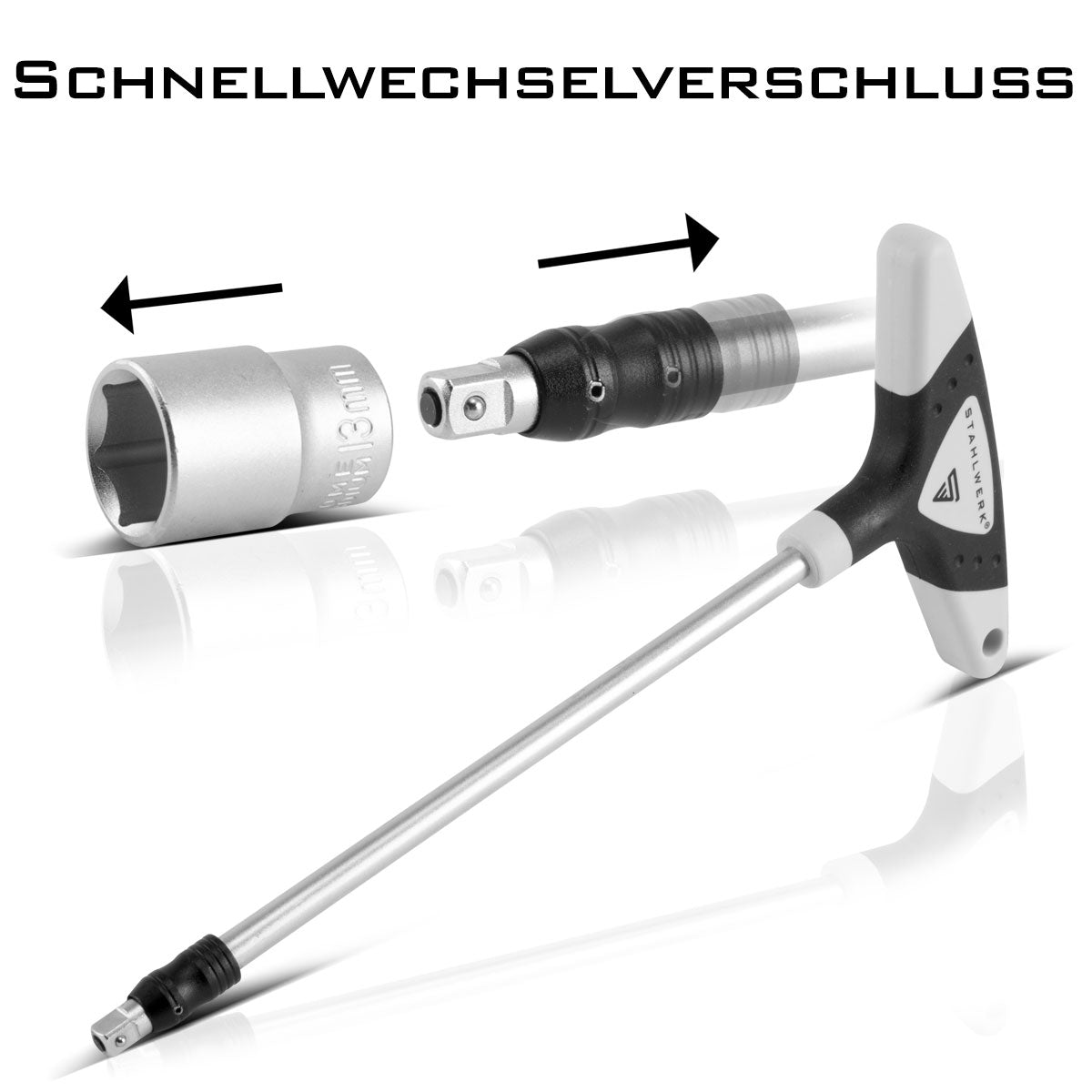 Ensemble de clés à douille professionnelle en 12 parties en acier en acier au vanadium Chrome avec poignée en T, support magnétique et fermeture rapide