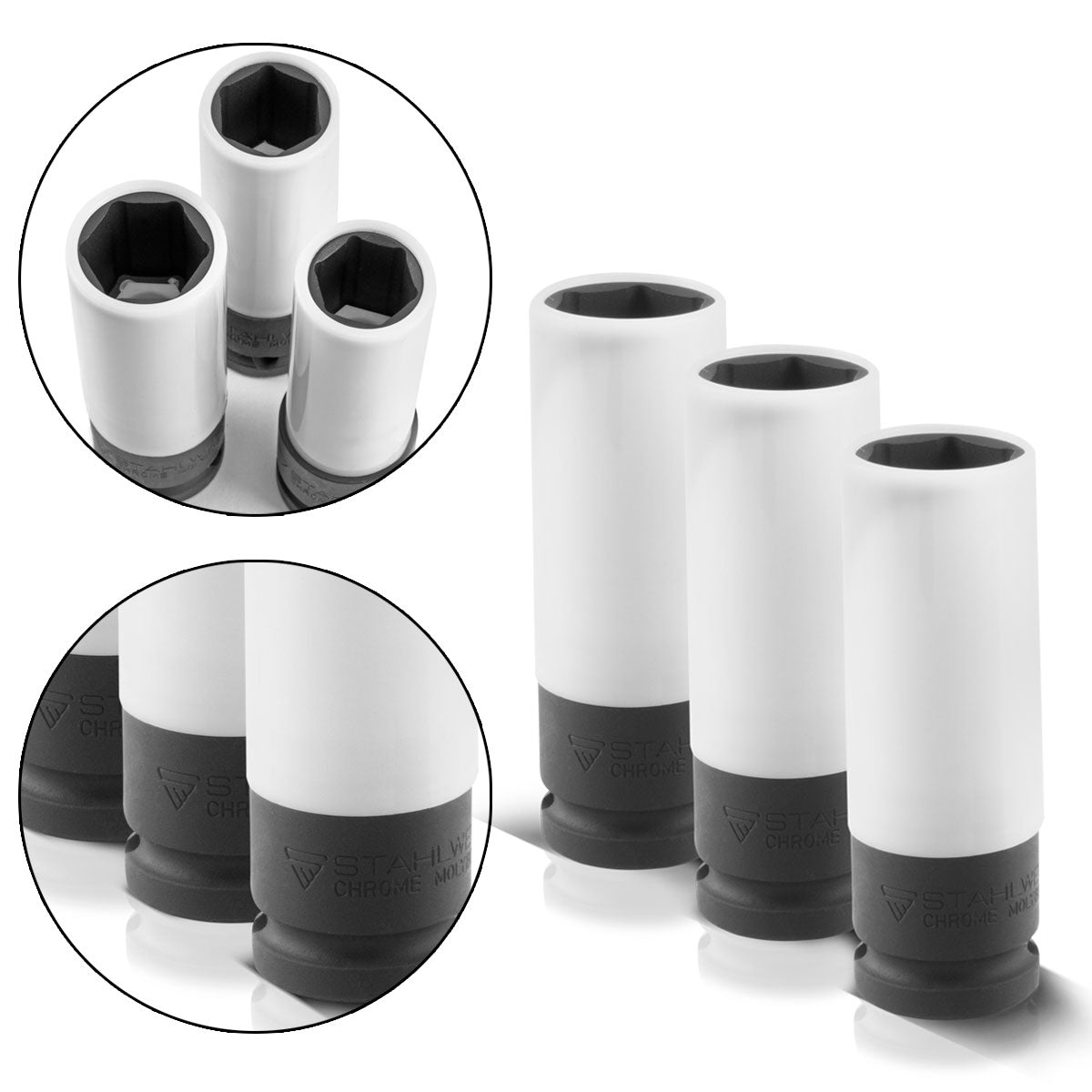 Stahlwerk Stckkecht-Set 1/2 pouces 3 noix d'impact de haute qualité 17, 19, 21 mm de l'acier de molybdène chromé galvanisé