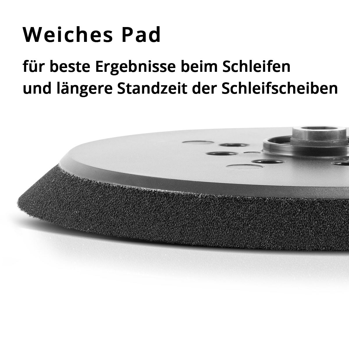 Steelworks Placa de rectificado de alto rendimiento universal / rueda de molienda 225 mm, versión perforada con sistema de velcro y grabación M6 para cuentas de paneles de yeso