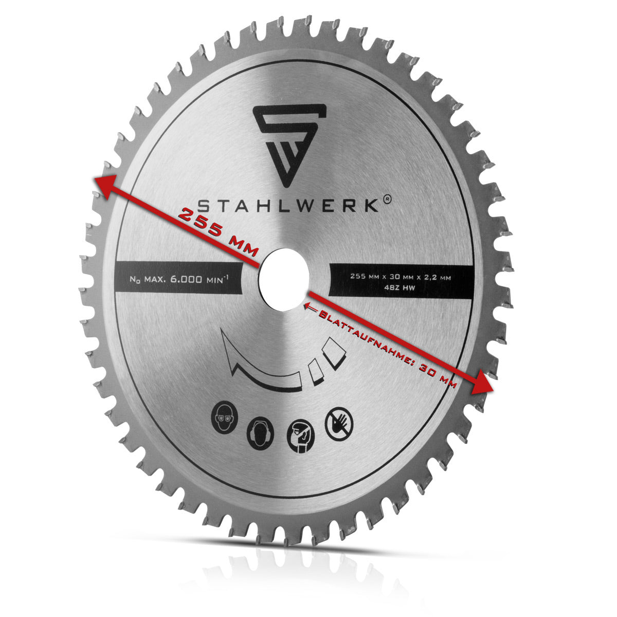 Hoja de sierra universal STAHLWERK 255 x 2,2 / 30 mm con anillo adaptador de 25,4 mm, para sierra de corte CPM-255 ST y aparatos comparables con soporte adecuado, excelentes propiedades de corte, resistente al desgaste y duradera