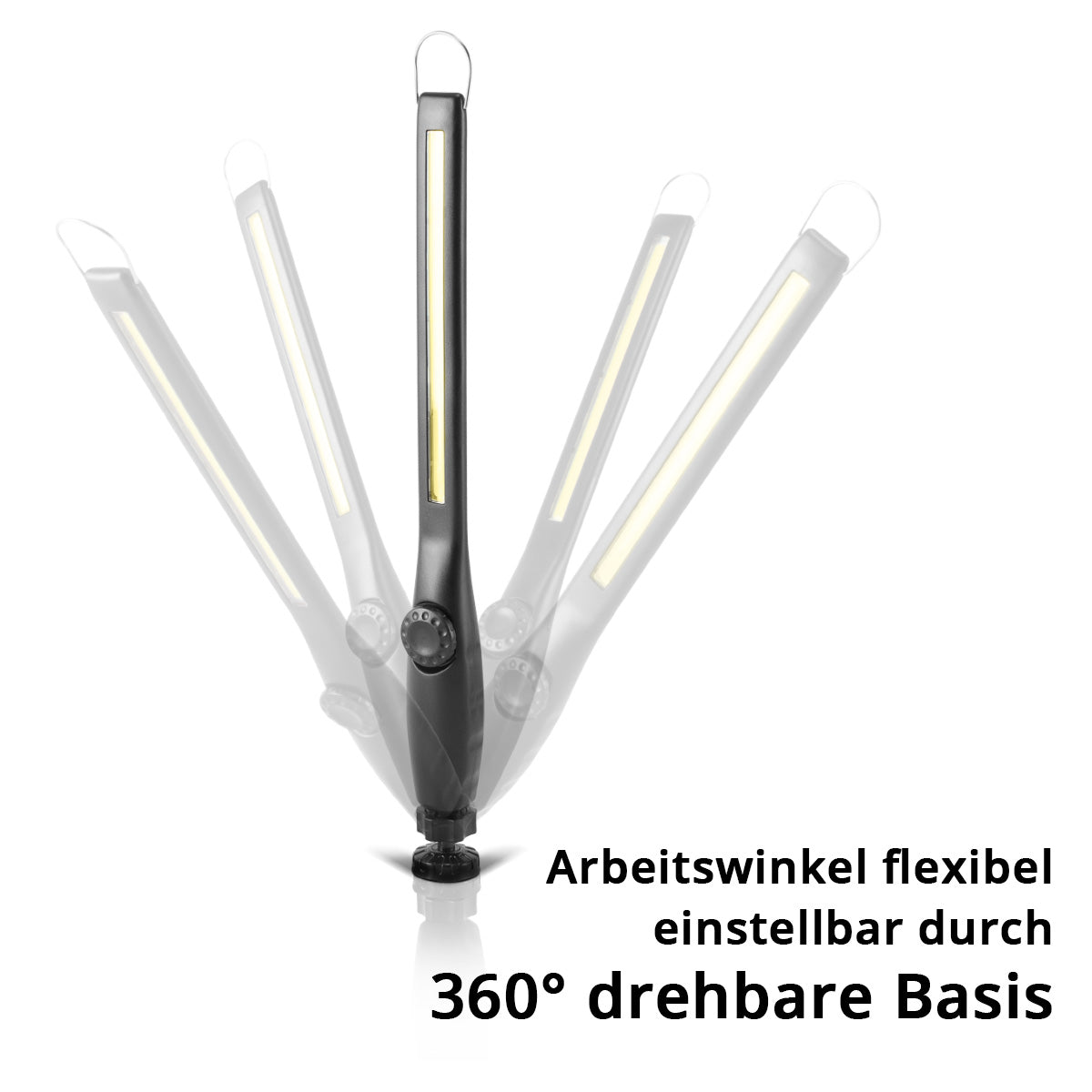 STAHLWERK LED Arbeitsleuchte AL-300 ST Leistungsstarke Stableuchte / Stablampe / Taschenlampe mit integriertem Akku, USB-Anschluss und schwenkbarem Magnetfuß, stufenlos regulierbar