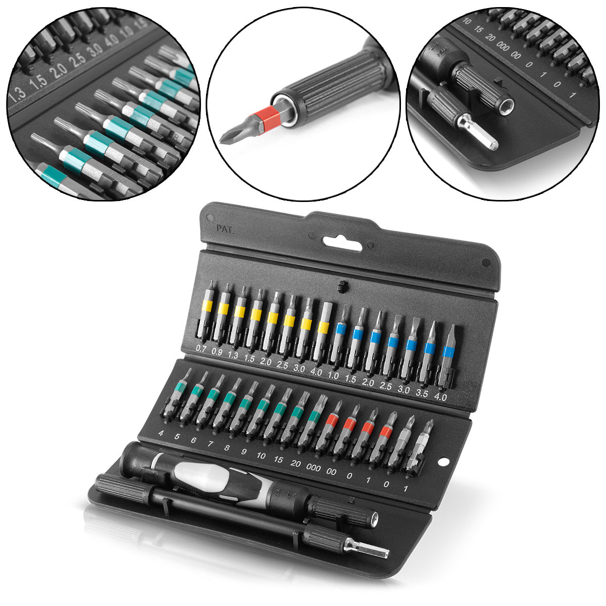 Steelworks 32 parçalı hassas tornavida ve esnek uzantı ve teleskopik saplı krom vanadyumdan yapılmış bit seti