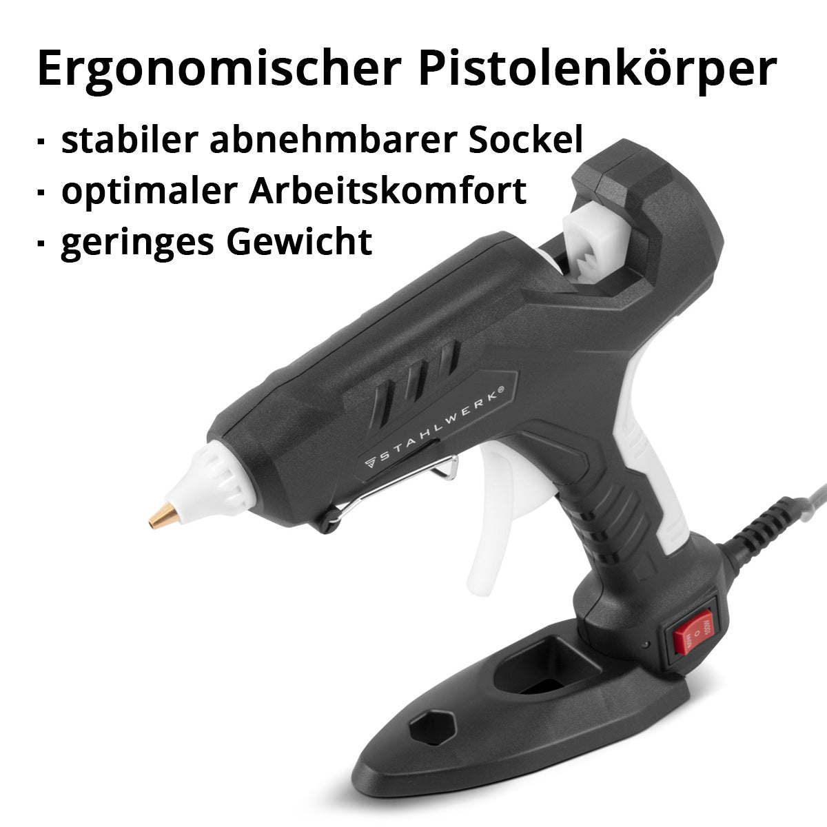 Mécanisme d'acier pistolet à colle chaude HKP-100DT ST Profial Gies / Gale de colle chaude / Gale de fusion avec clapet anti-retour et 100 watts pour les épingles d'adhésifs chauds de 11 mm
