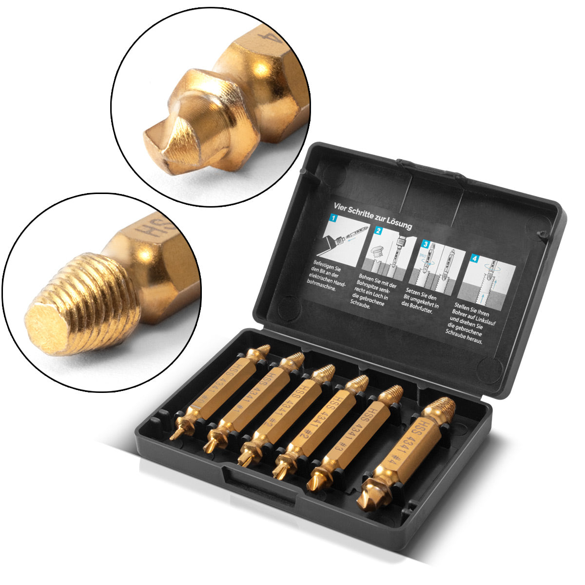 STEADWORKS Izquierda / Tornillo de tornillo / Tornillos dañados Salida 6 acero HSS endurecido / endurecido