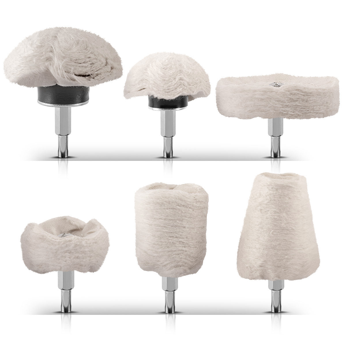 Steelwork 6 Metal, taş, ahşap, cam ve plastik üzerinde parlatma için yüksek kaliteli pazenden yapılmış pil ve elektrikli matkaplar için evrensel polier kafa PS-6 ST set