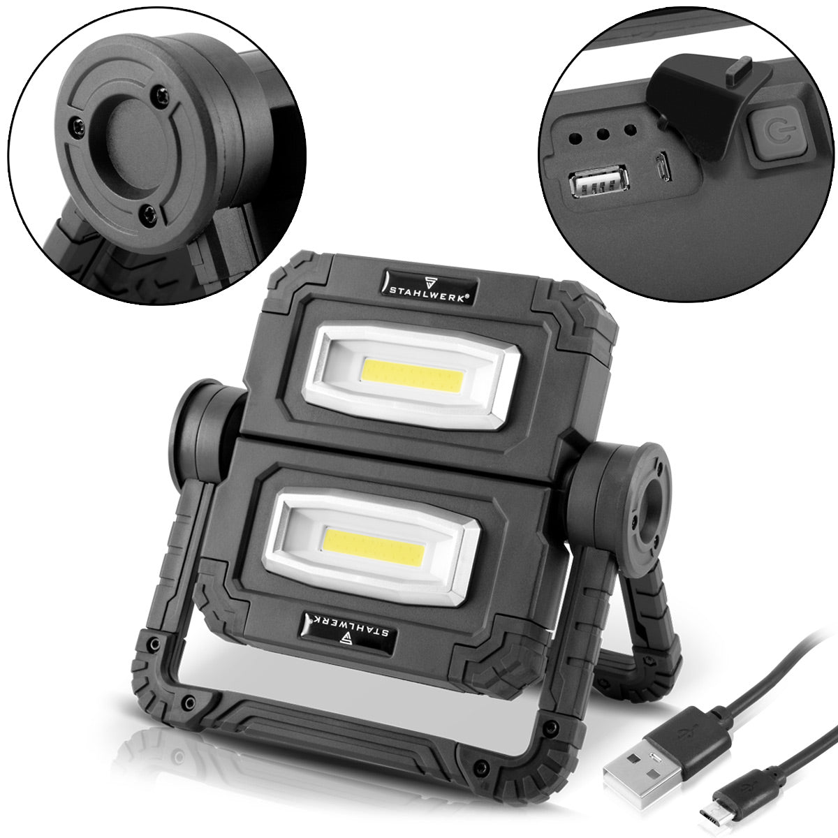 El edificio LED de trabajo acero se destaca Lal-20 St con 20 vatios, 1500 lúmenes, USB y 3.7 V batería con 5000 mAh, luz LED / Light Light / Floodlight / Floodlight