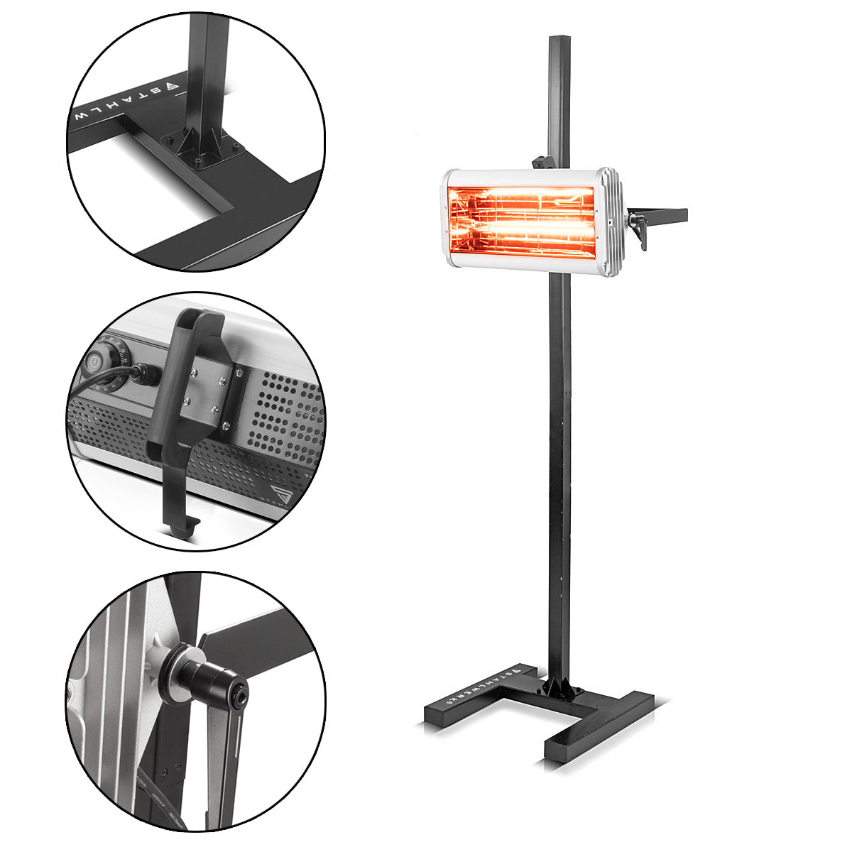 Stahlwerk Infrarot Lack dryer IL-1200 ST with 1,200 watts and tripod, powerful infrared dryer / ir spotlight / ir dryer for professional drying of Autolack, primers and much more.